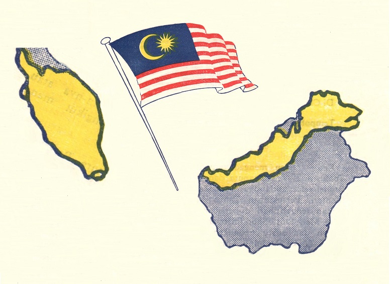 National flag and West and East Malaysia